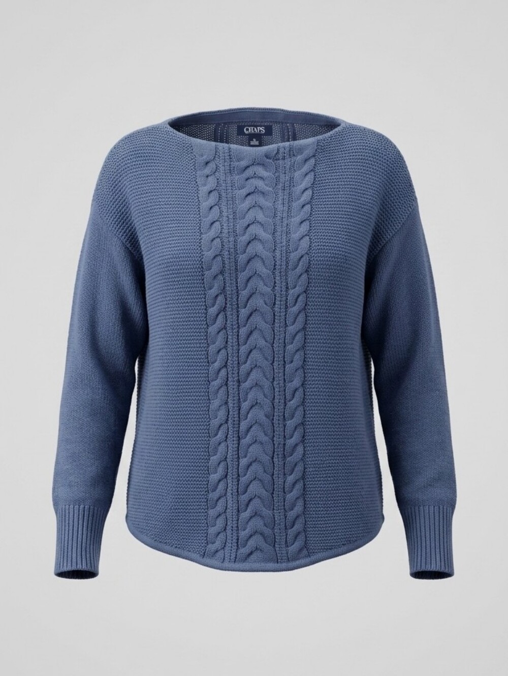Chaps Petite Boat Neck Blue Cable Knit Casual Everyday Women Pullover Sweater L